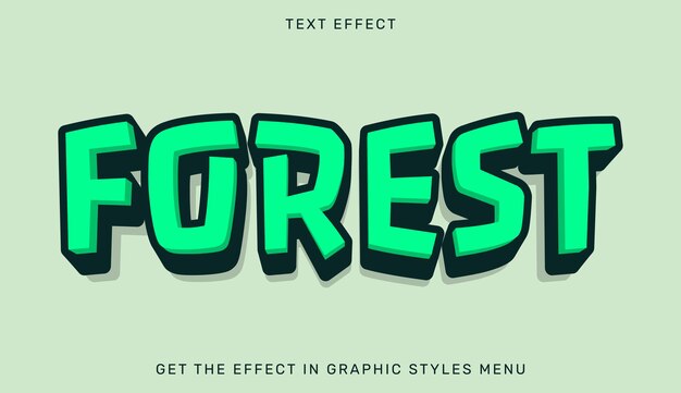 Efecto de texto editable de bosque en estilo 3d.