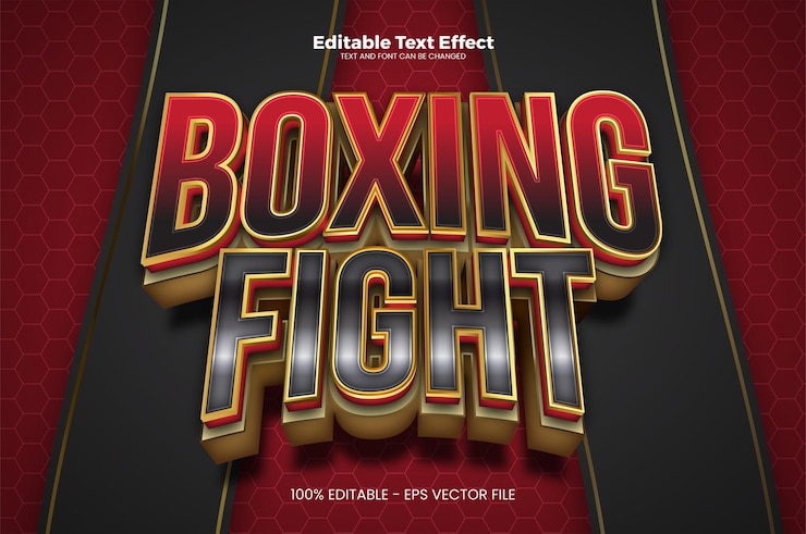 Vector efecto de texto editable boxing fight en estilo de tendencia moderna