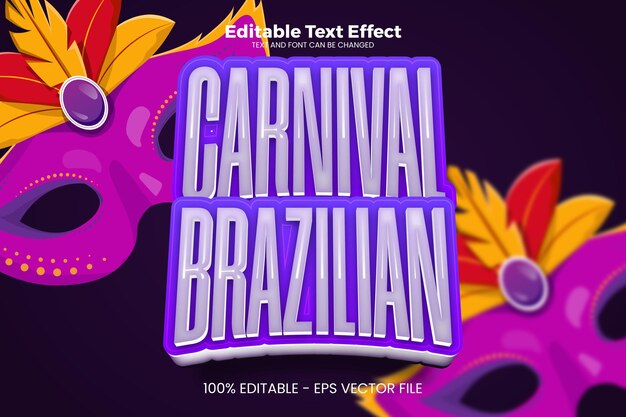 Efecto de texto editable brasileño de carnaval en el estilo de la tendencia moderna