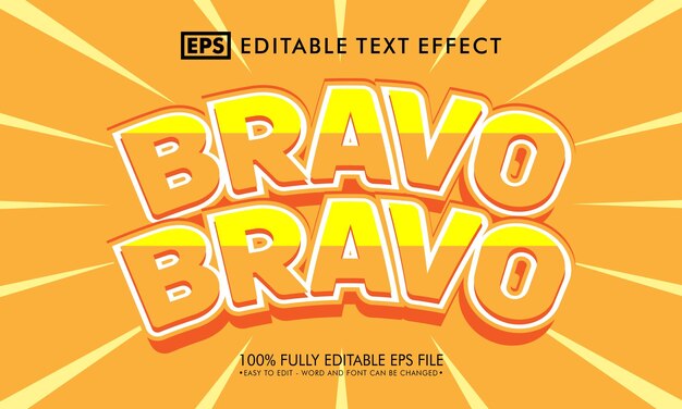 Vector efecto de texto editable bravo