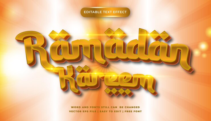 Vector efecto de texto editable brillo de ramadán