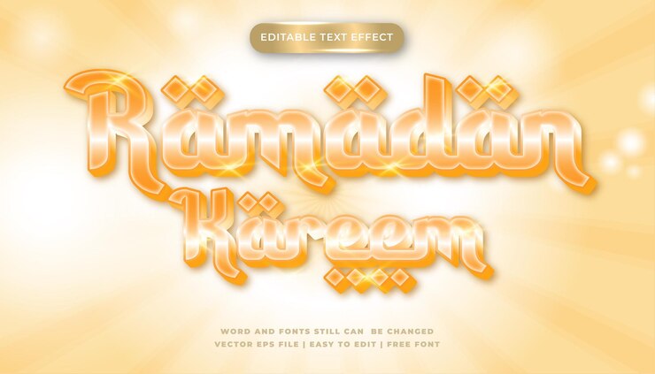 Vector efecto de texto editable brillo de ramadán