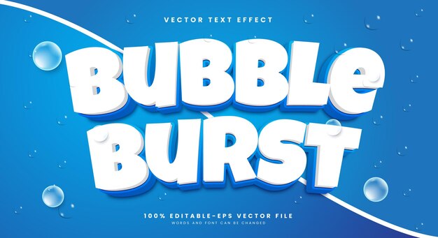 Efecto de texto editable Bubble Burst 3d plantilla adecuada para el tema Bubble Style