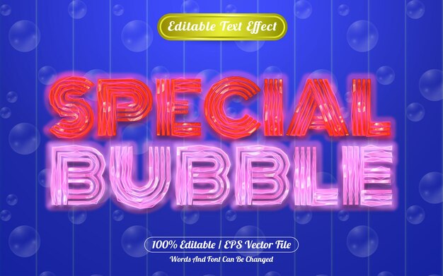 Efecto de texto editable de burbuja especial con tema de luz