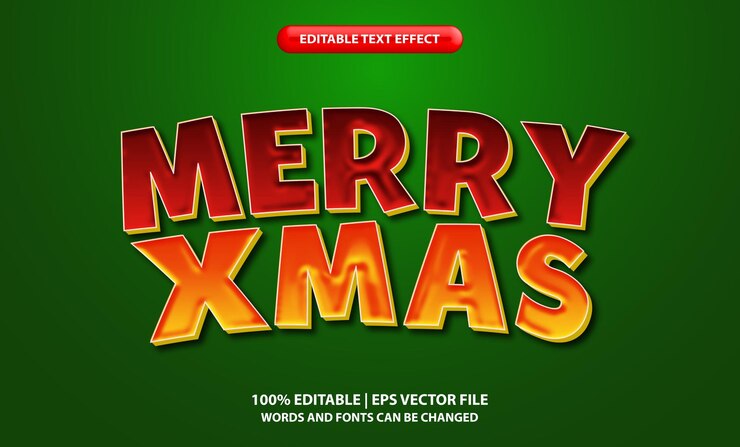 Vector efecto de texto editable burbuja de navidad feliz