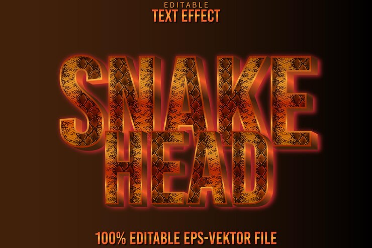 Vector efecto de texto editable cabeza de serpiente estilo degradado 3d