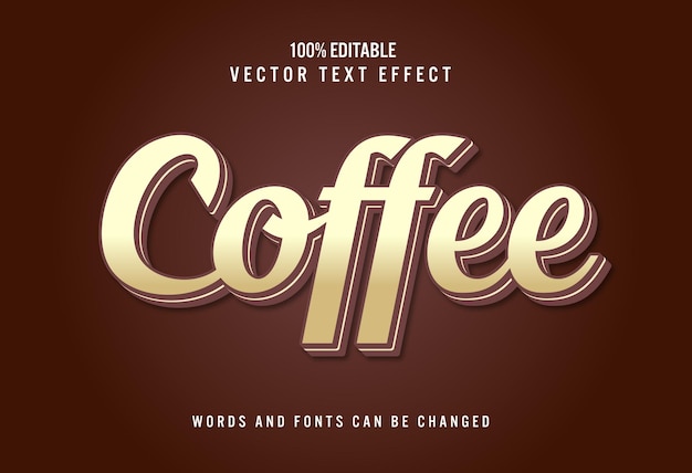 Efecto de texto editable de café 3d