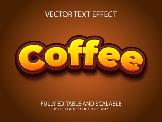 Efecto de texto editable de café 3d