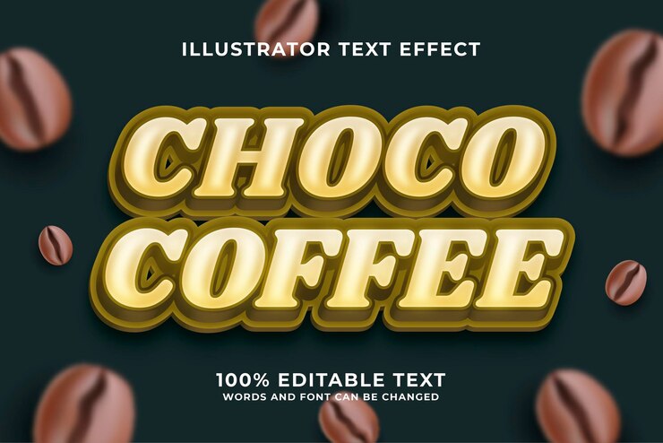 Vector efecto de texto editable de café choco.