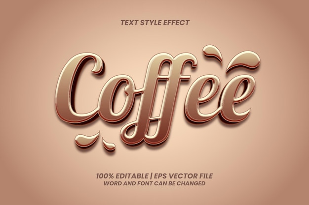 Efecto de texto editable - café estilo 3d en relieve