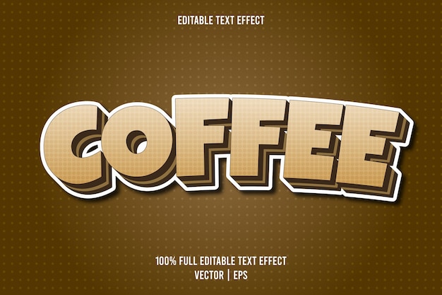 Efecto de texto editable de café estilo cómic