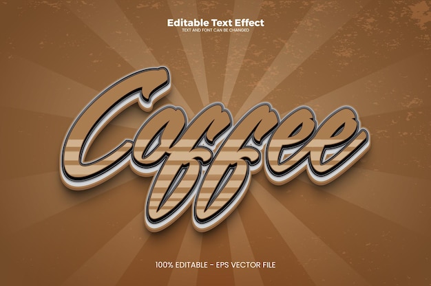 Efecto de texto editable de café en estilo de tendencia moderna.