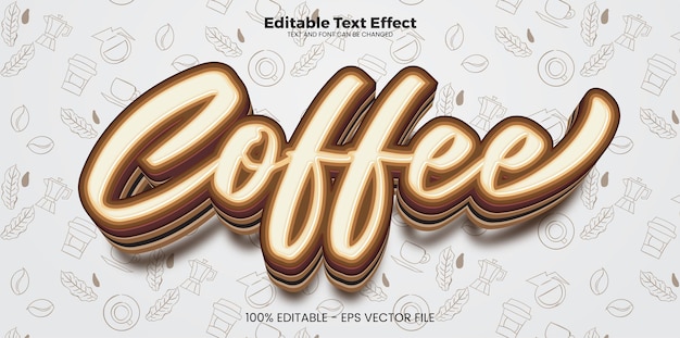 Efecto de texto editable para café en el estilo de la tendencia moderna