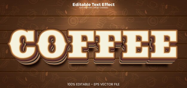 Efecto de texto editable de café en estilo de tendencia Vintage