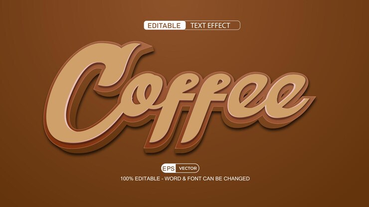 Vector efecto de texto editable de café vector estilo 3d