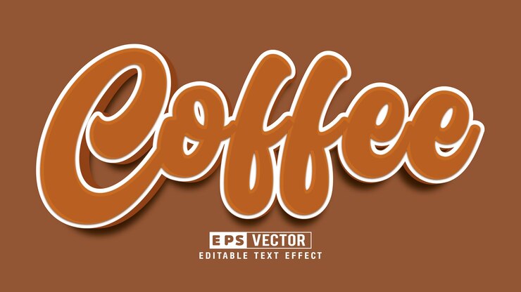 Vector efecto de texto editable de café vector estilo 3d