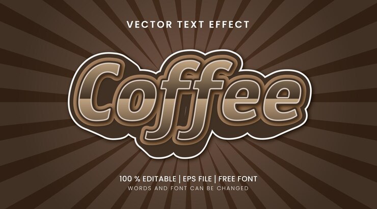 Vector efecto de texto editable de café vectorial