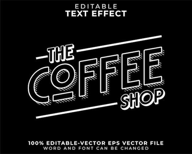 Efecto de texto editable de cafetería.
