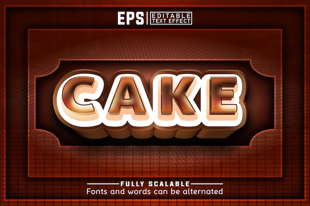 Vector efecto de texto editable de cake 3d