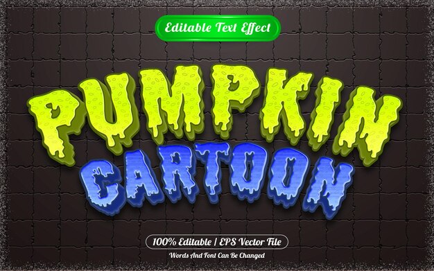 Efecto de texto editable calabaza dibujos animados temática de halloween