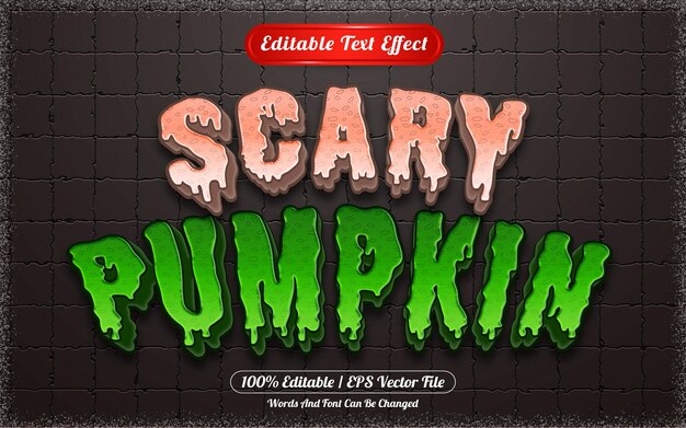 Efecto de texto editable calabaza de miedo temática de halloween