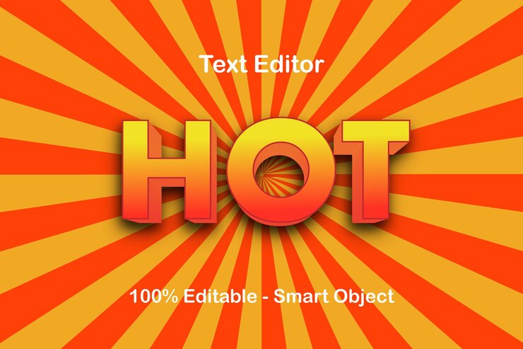 Vector efecto de texto editable en caliente estilo de dibujos animados en relieve de 3 dimensiones