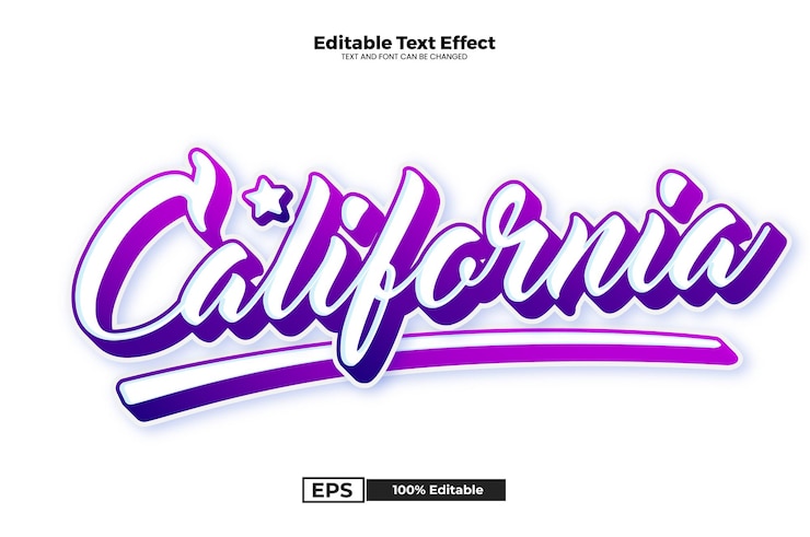 Vector efecto de texto editable de california en estilo moderno de tendencia