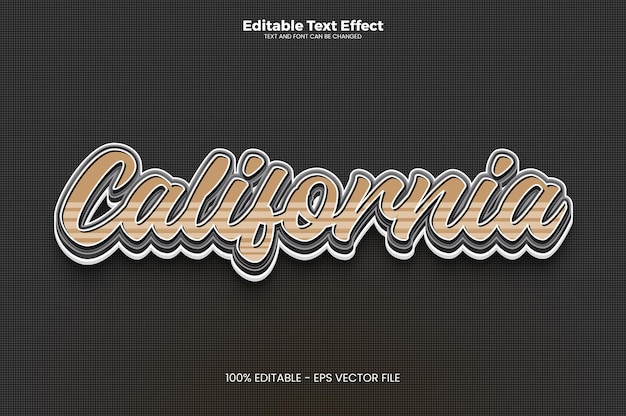 Vector efecto de texto editable de california en estilo de tendencia moderna