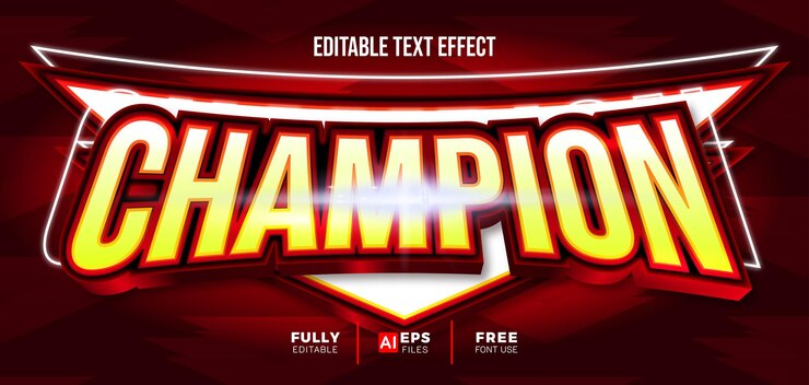 Vector efecto de texto editable campeón 3d