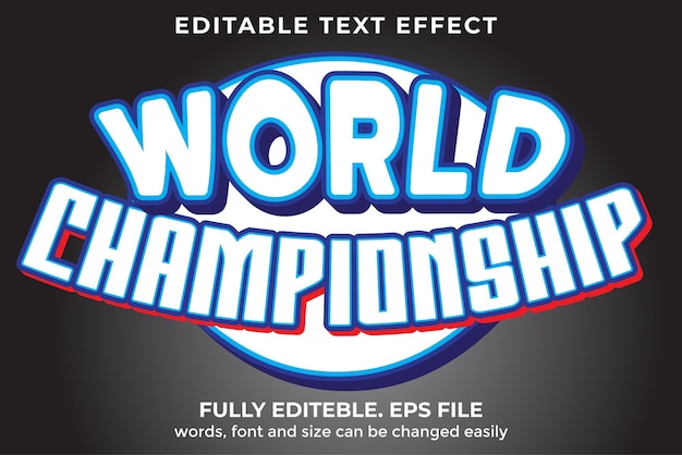 Efecto de texto editable del campeonato mundial de estilo 3d
