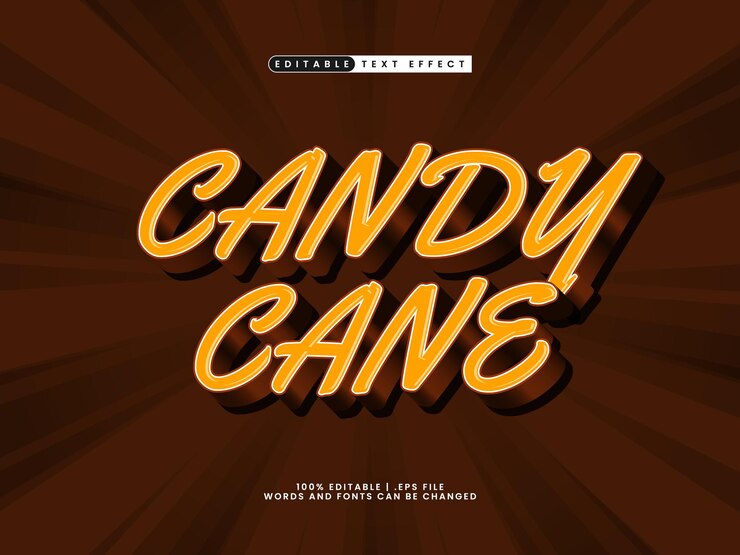 Vector efecto de texto editable de caña de caramelo