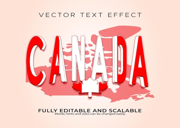 Efecto de texto editable de Canadá