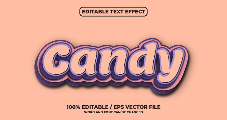 Vector efecto de texto editable de candy