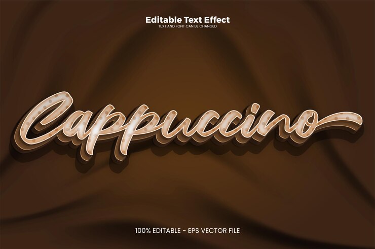 Vector efecto de texto editable cappuccino en estilo de tendencia moderna