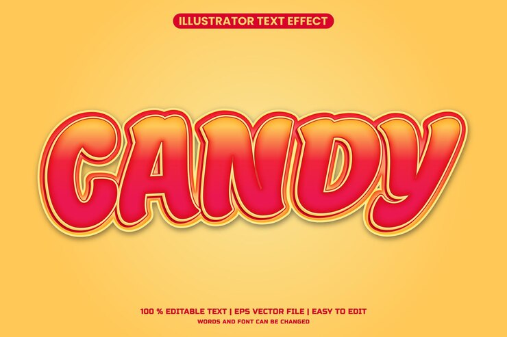 Vector efecto de texto editable de caramelo dulce