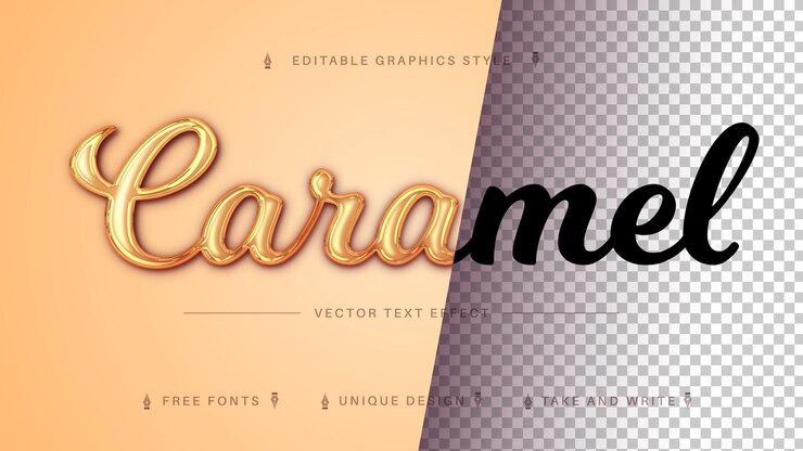 Vector efecto de texto editable caramelo, estilo de fuente