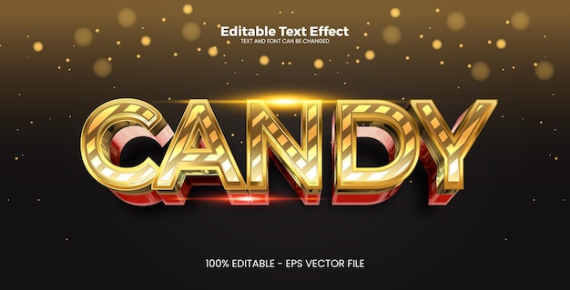 Efecto de texto editable de caramelo en estilo moderno de tendencia vector premium