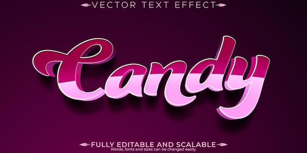 Efecto de texto editable de caramelo estilo de texto dulce y azucarado editable