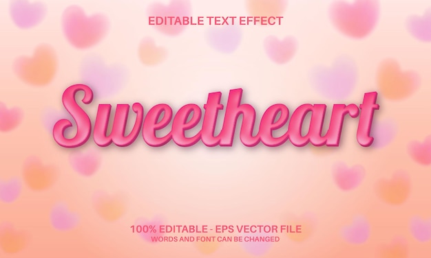 Efecto de texto editable cariño con fondo pastel borroso para la tarjeta de felicitación del día de san valentín