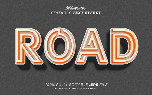 Efecto de texto editable de carretera