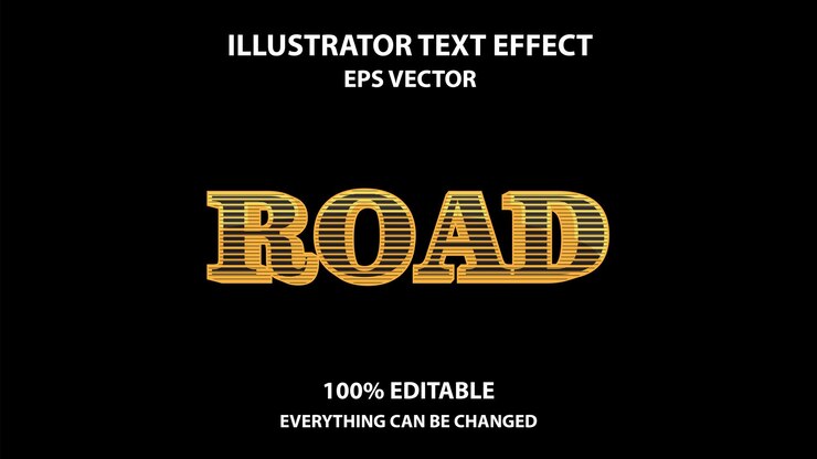 Vector efecto de texto editable de carretera