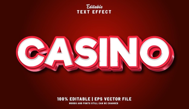 Efecto de texto editable de casino estilo 3d