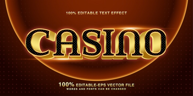Efecto de texto editable para el casino de oro de lujo