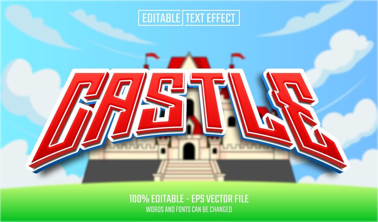 Vector efecto de texto editable del castillo