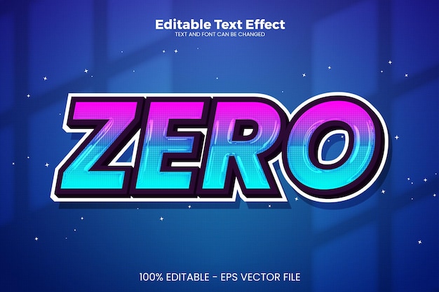 Efecto de texto editable cero en el estilo de tendencia moderna