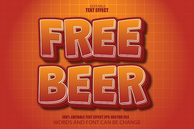 Efecto de texto editable de cerveza gratis Estilo de dibujos animados 3D