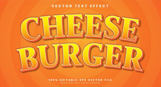 Efecto de texto editable de Cheese Burger plantilla adecuada para el estilo de tema de queso