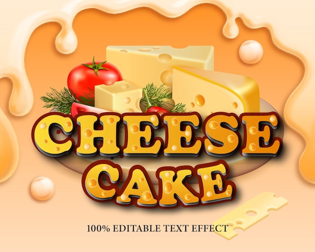 Efecto de texto editable de Cheese Cake Estilo cremoso con tema de queso