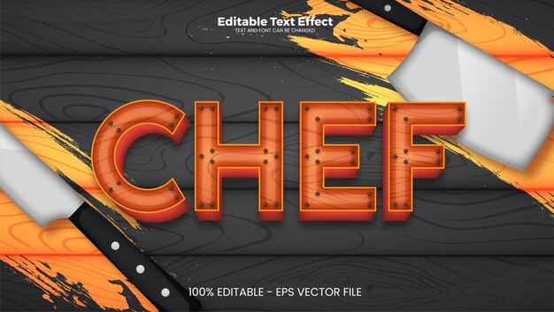 Vector efecto de texto editable de chef en estilo de tendencia moderna