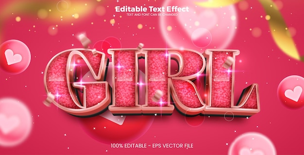 Efecto de texto editable para chicas en el estilo moderno del día de San Valentín